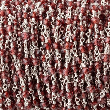 3.5mm Garnet Micro Faceted Rondelles on Silver Plated Chain (ONLINE ORDER ONLY)