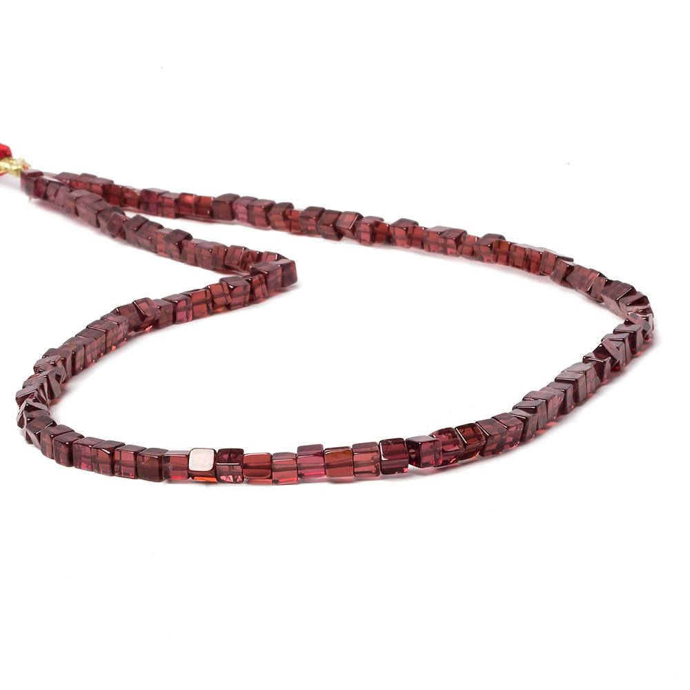 3.5mm Garnet Plain Cube Beads 16 inch 120 pieces (ONLINE ORDER ONLY)