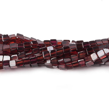 3.5mm Garnet Plain Cube Beads 16 inch 120 pieces (ONLINE ORDER ONLY)