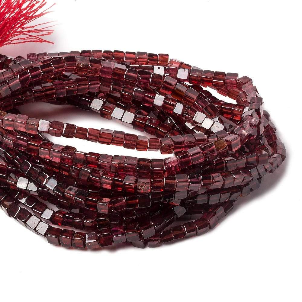 3.5mm Garnet Plain Cube Beads 16 inch 120 pieces (ONLINE ORDER ONLY)