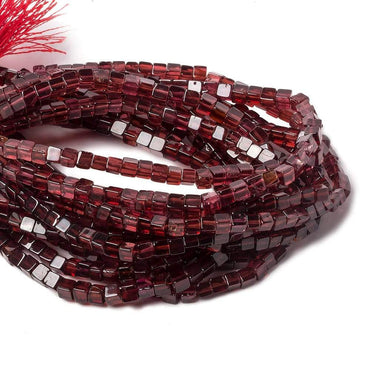 3.5mm Garnet Plain Cube Beads 16 inch 120 pieces (ONLINE ORDER ONLY)