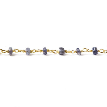 3.5mm Iolite faceted rondelle Vermeil Chain by the foot 40 pieces (ONLINE ORDER ONLY)
