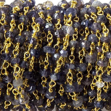 3.5mm Iolite faceted rondelle Vermeil Chain by the foot 40 pieces (ONLINE ORDER ONLY)