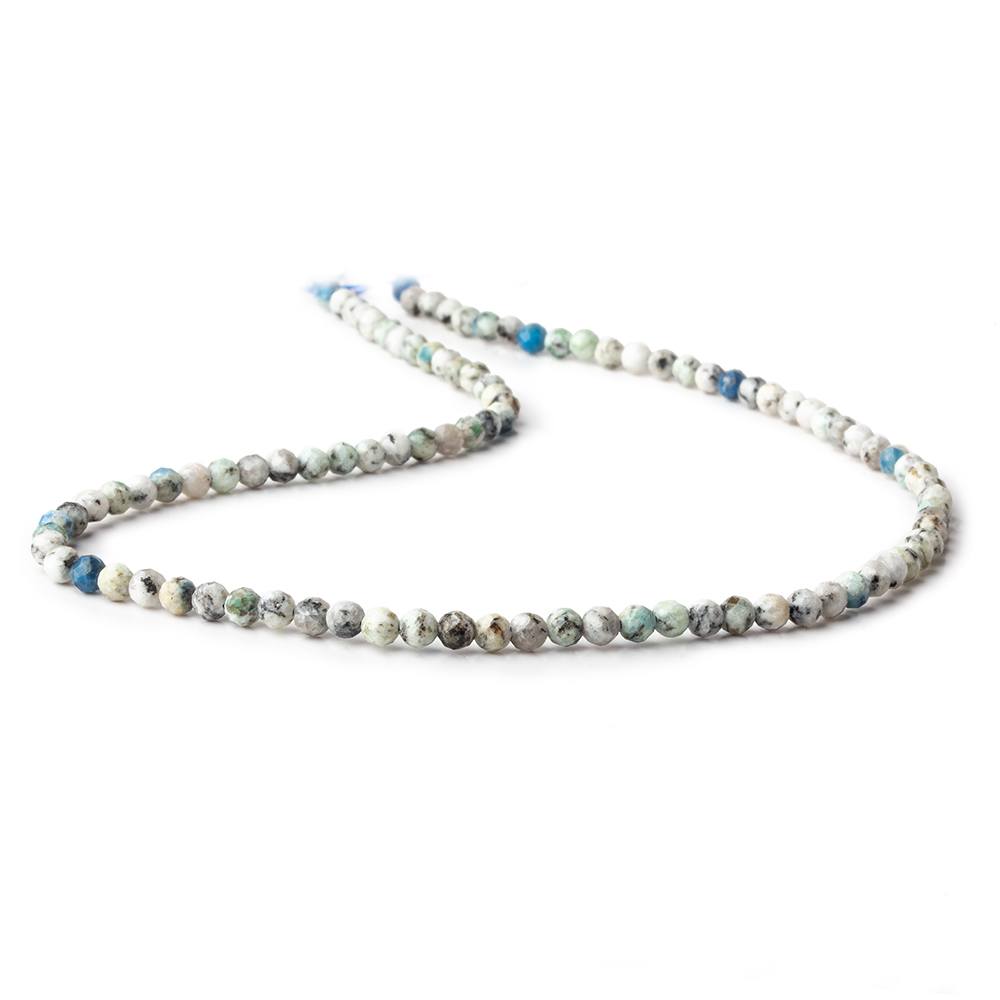 3.5mm K2 Azurite Granite "K2 Jasper" micro faceted rounds 12.5 inch 97 beads (ONLINE ORDER ONLY)