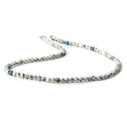 3.5mm K2 Azurite Granite "K2 Jasper" micro faceted rounds 12.5 inch 97 beads (ONLINE ORDER ONLY)