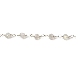 3.5-4mm Labradorite faceted rondelle .925 Silver Chain by the foot (ONLINE ORDER ONLY)