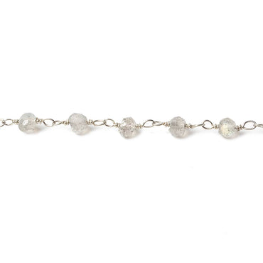 3.5-4mm Labradorite faceted rondelle .925 Silver Chain by the foot (ONLINE ORDER ONLY)
