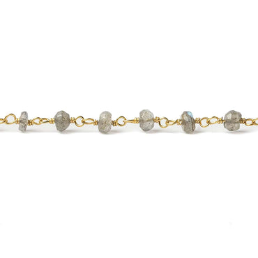 3.5mm Labradorite faceted rondelle Vermeil Chain by the foot (ONLINE ORDER ONLY)