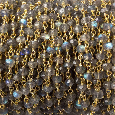 3.5mm Labradorite faceted rondelle Vermeil Chain by the foot (ONLINE ORDER ONLY)