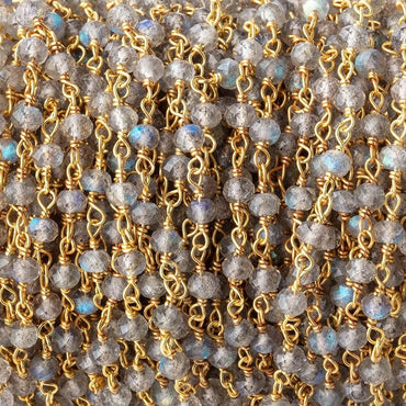 3.5mm Labradorite Micro Faceted Rondelles on Vermeil Chain by the Foot 38pcs (ONLINE ORDER ONLY)