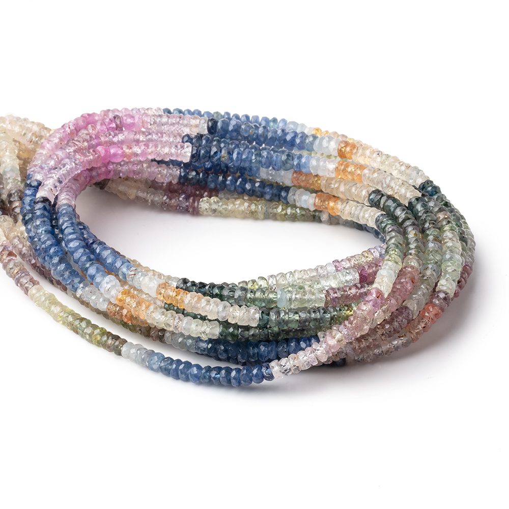 3.5mm Multi Color Sapphire Faceted Rondelle Beads 17 inch 260 pieces A (ONLINE ORDER ONLY)