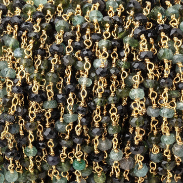 3.5mm Multi Color Tourmaline Faceted Rondelle Beads on Vermeil Chain (ONLINE ORDER ONLY)