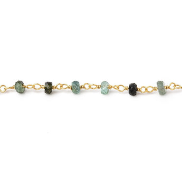 3.5mm Multi Color Tourmaline Faceted Rondelle Beads on Vermeil Chain (ONLINE ORDER ONLY)