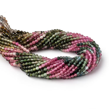 3.5mm Multi Color Tourmaline Micro Faceted Round Beads 12.25 inch 98 pieces (ONLINE ORDER ONLY)