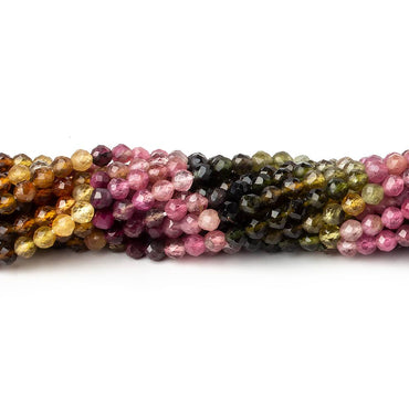 3.5mm Multi Color Tourmaline micro faceted round beads 12.5 inch 95 pieces AAA (ONLINE ORDER ONLY)