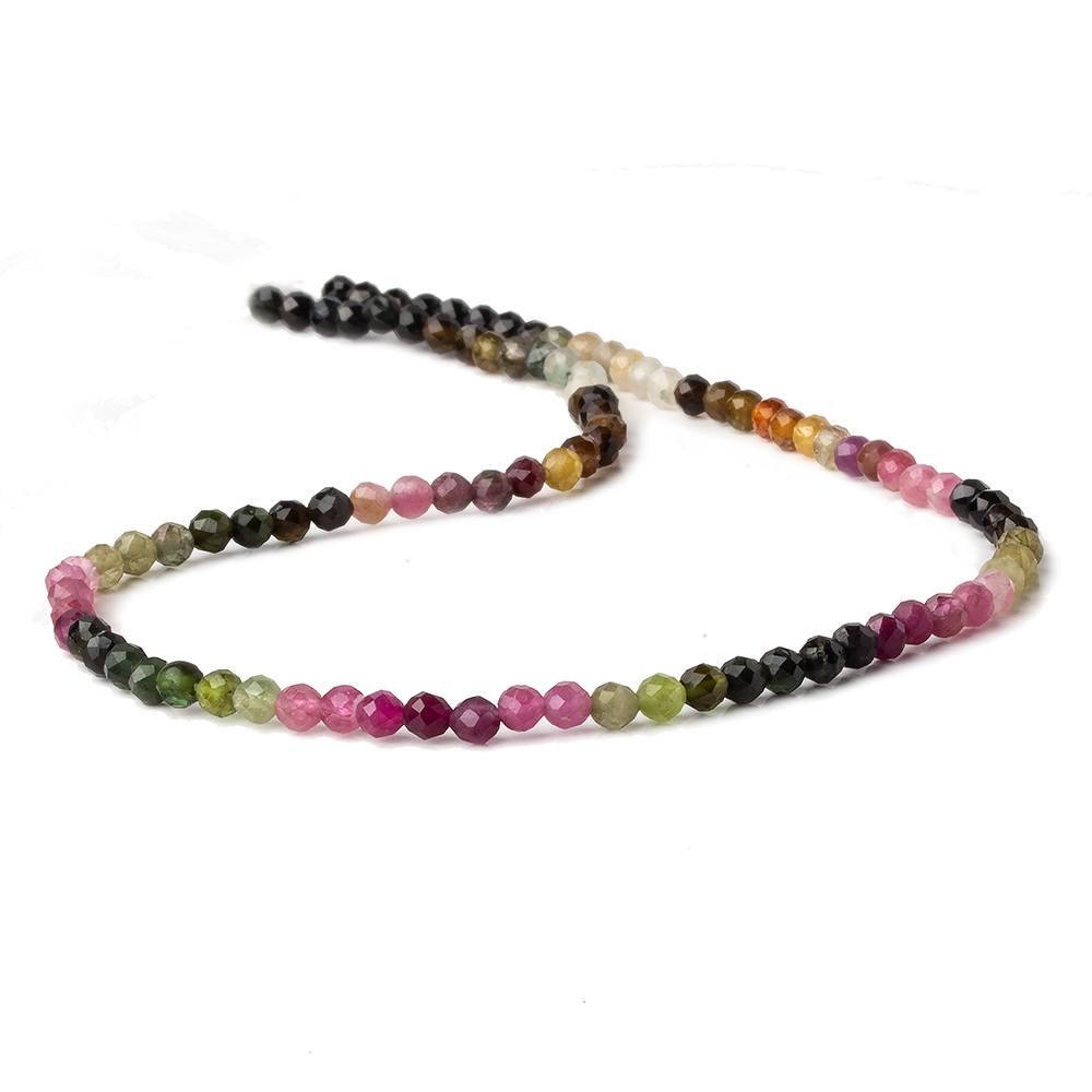 3.5mm Multi Color Tourmaline micro faceted round beads 12.5 inch 95 pieces AAA (ONLINE ORDER ONLY)