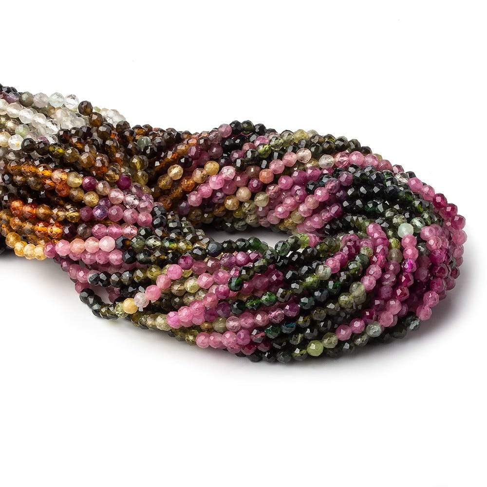 3.5mm Multi Color Tourmaline micro faceted round beads 12.5 inch 95 pieces AAA (ONLINE ORDER ONLY)