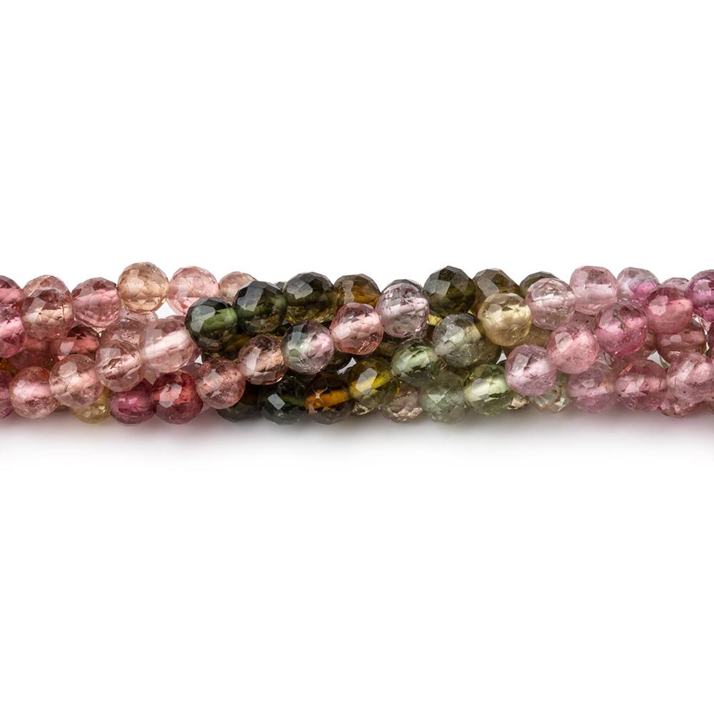 3.5mm Multi Color Tourmaline Micro Faceted Round Beads 14 inch 103 pieces AA (ONLINE ORDER ONLY)