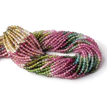 3.5mm Multi color Tourmaline micro faceted rounds 13 inch 100 pieces AAA (ONLINE ORDER ONLY)