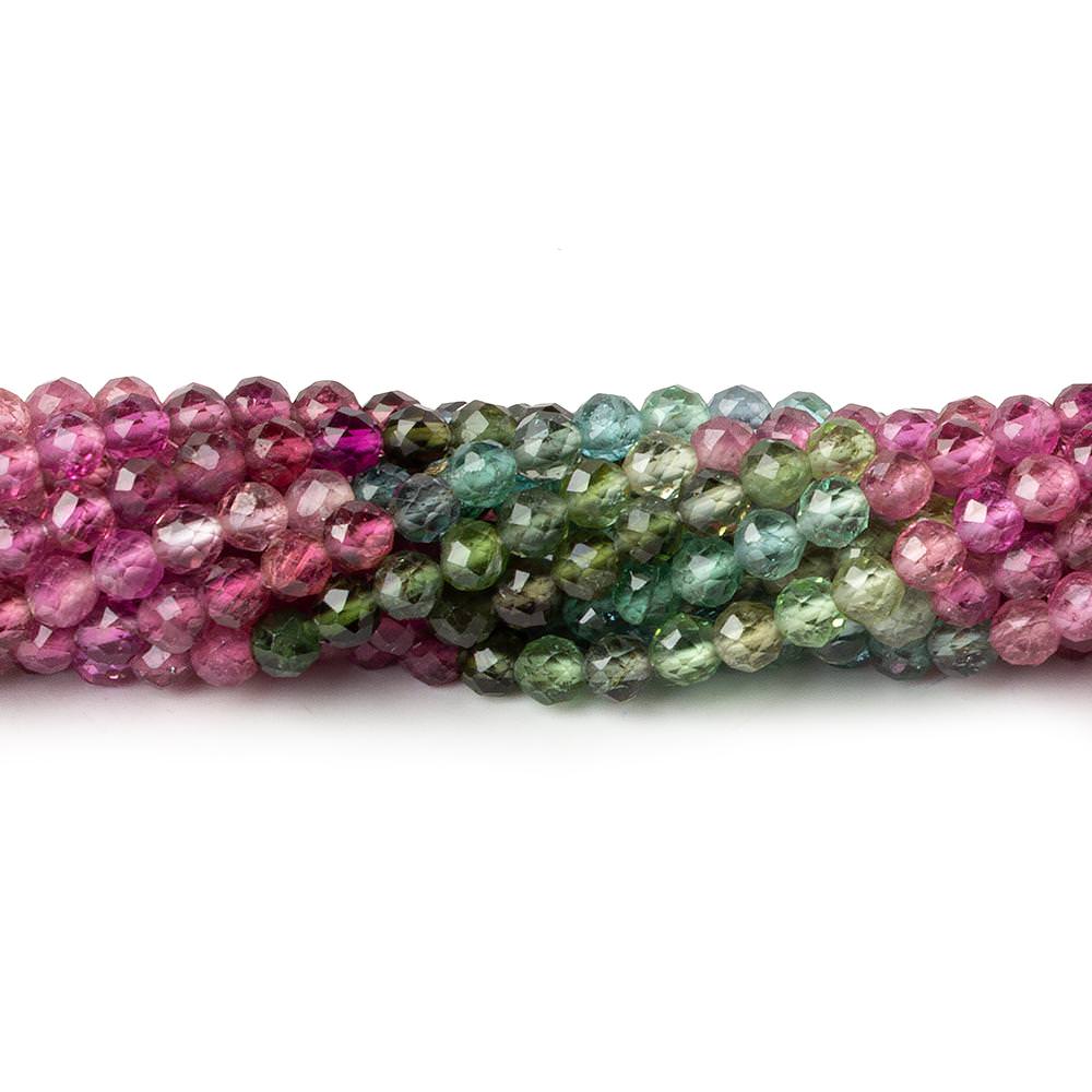 3.5mm Multi color Tourmaline micro faceted rounds 13 inch 100 pieces AAA (ONLINE ORDER ONLY)