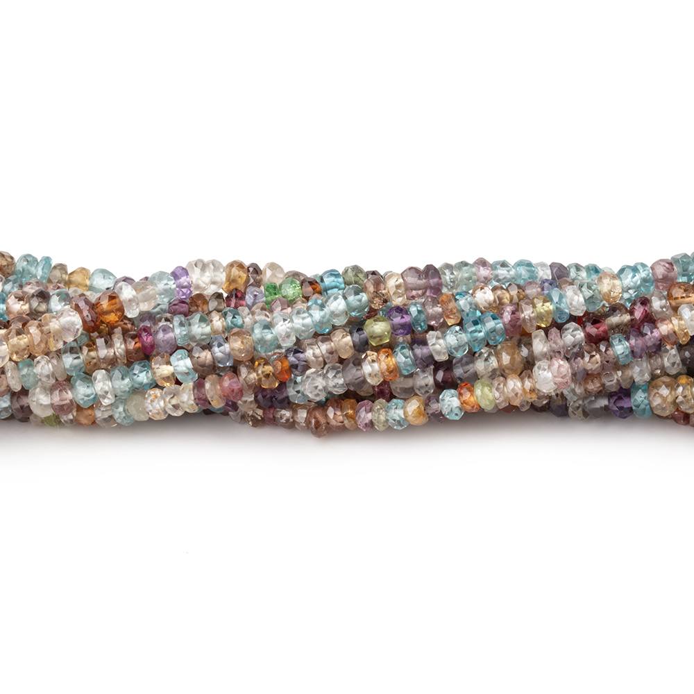 3.5mm Multi Color Zircon Faceted Rondelle Beads 16 inch 230 pieces (ONLINE ORDER ONLY)