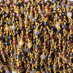 3.5mm Multi Gem Micro Faceted Rondelles on Gold Plated Chain (ONLINE ORDER ONLY)