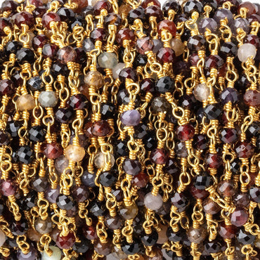 3.5mm Multi Gem Micro Faceted Rondelles on Gold Plated Chain (ONLINE ORDER ONLY)