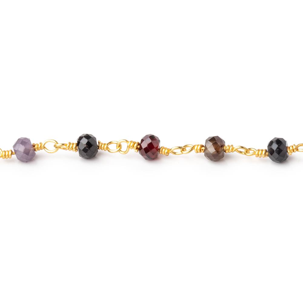 3.5mm Multi Gem Micro Faceted Rondelles on Gold Plated Chain (ONLINE ORDER ONLY)