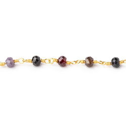 3.5mm Multi Gem Micro Faceted Rondelles on Gold Plated Chain (ONLINE ORDER ONLY)