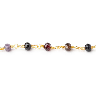 3.5mm Multi Gem Micro Faceted Rondelles on Gold Plated Chain (ONLINE ORDER ONLY)