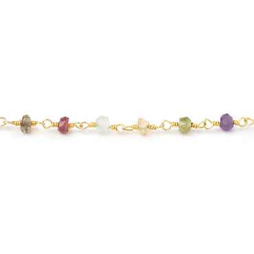 3.5mm Multi Gemstone Faceted Rondelles on Gold Plated Chain (ONLINE ORDER ONLY)