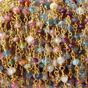 3.5mm Multi Gemstone Faceted Rondelles on Vermeil Chain (ONLINE ORDER ONLY)