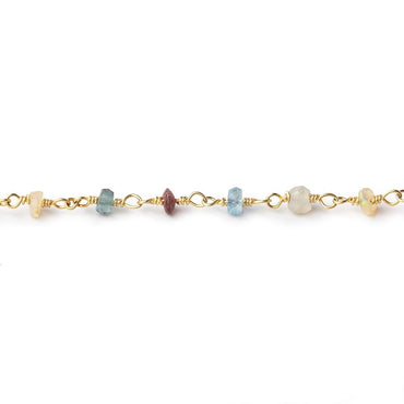3.5mm Multi Gemstone Faceted Rondelles on Vermeil Chain (ONLINE ORDER ONLY)
