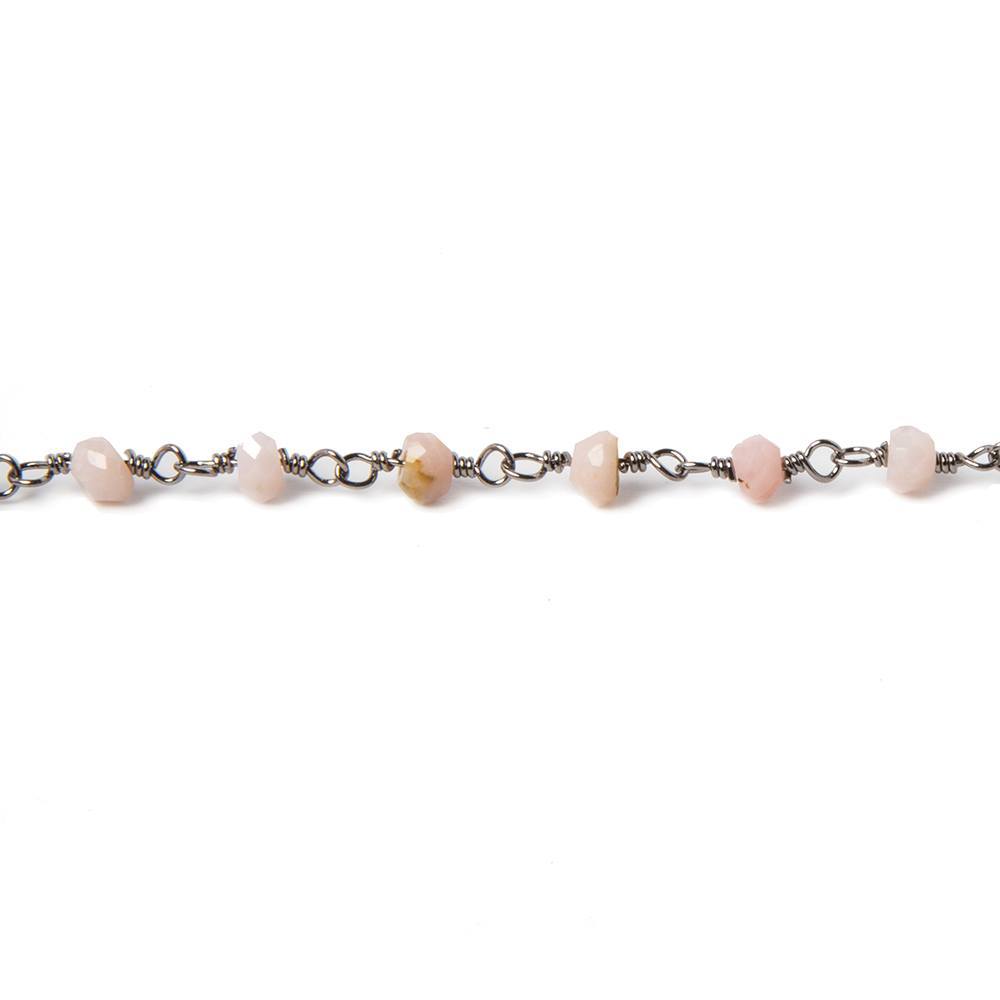 3.5mm Pink Peruvian Opal faceted rondelle Black Gold Chain by the foot 39 pcs (ONLINE ORDER ONLY)