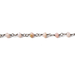 3.5mm Pink Peruvian Opal faceted rondelle Black Gold Chain by the foot 39 pcs (ONLINE ORDER ONLY)