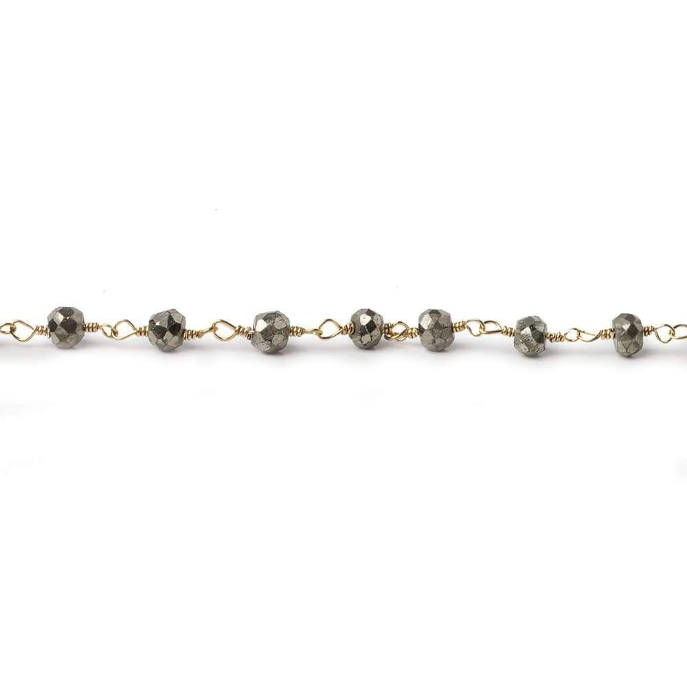 3.5mm Pyrite and Gold plated Pyrite Gold Chain by the foot (ONLINE ORDER ONLY)