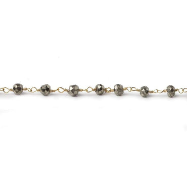 3.5mm Pyrite and Gold plated Pyrite Gold Chain by the foot (ONLINE ORDER ONLY)