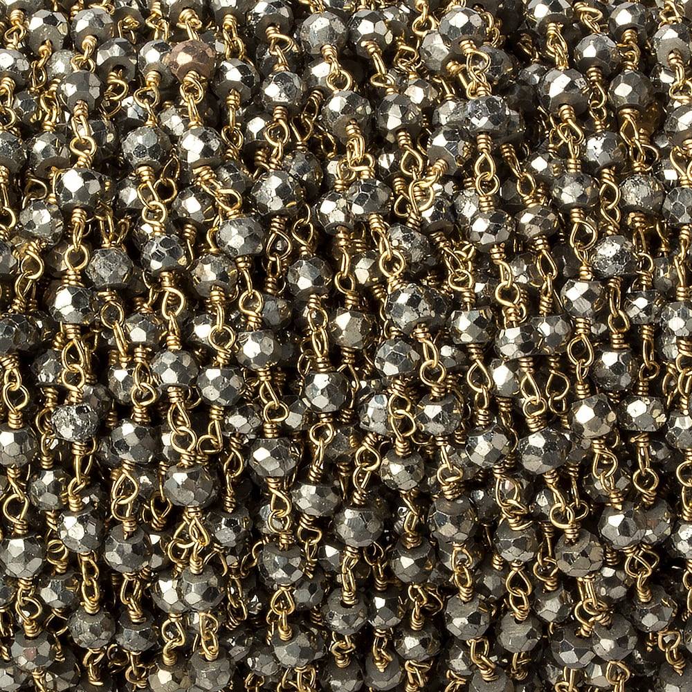 3.5mm Pyrite and Gold plated Pyrite Gold Chain by the foot (ONLINE ORDER ONLY)