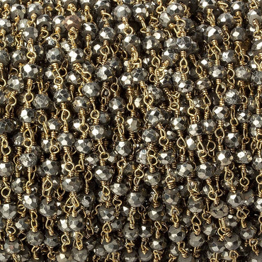3.5mm Pyrite and Gold plated Pyrite Gold Chain by the foot (ONLINE ORDER ONLY)