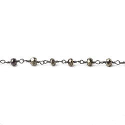 3.5mm Pyrite faceted rondelle Black Gold plated Chain by the foot (ONLINE ORDER ONLY)