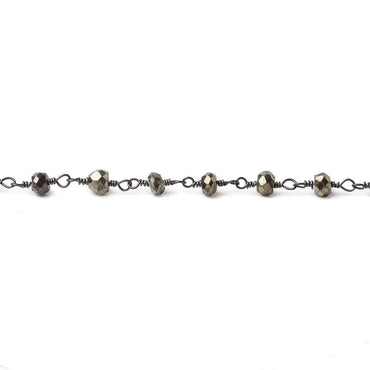 3.5mm Pyrite faceted rondelle Black Gold plated Chain by the foot (ONLINE ORDER ONLY)