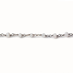 3.5mm Rainbow Moonstone rondelle Black Gold plated Chain by the foot 35 beads (ONLINE ORDER ONLY)