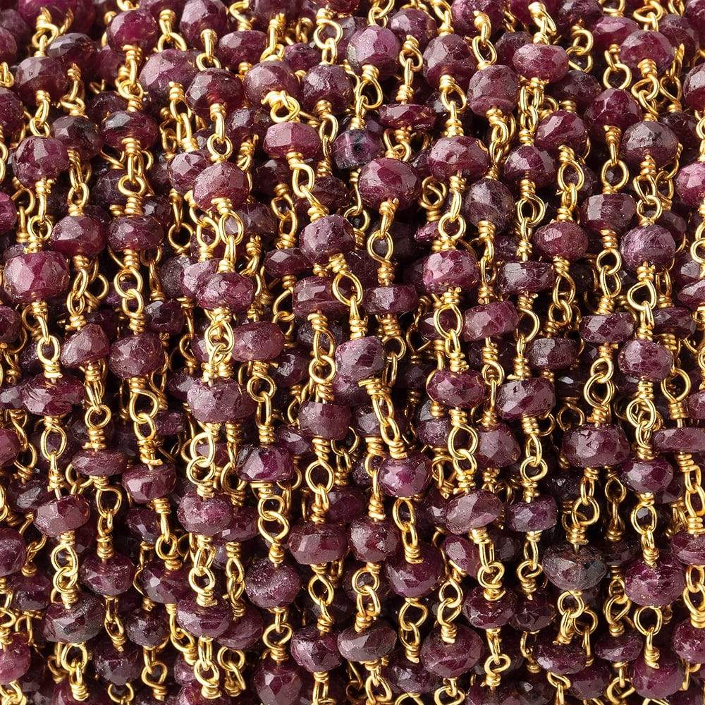 3.5mm Ruby Faceted Rondelles on Vermeil Chain by the Foot 39 pieces (ONLINE ORDER ONLY)