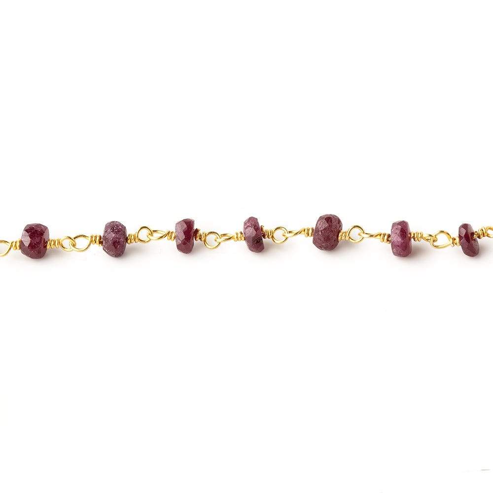 3.5mm Ruby Faceted Rondelles on Vermeil Chain by the Foot 39 pieces (ONLINE ORDER ONLY)
