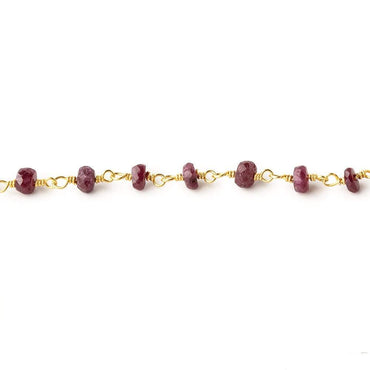 3.5mm Ruby Faceted Rondelles on Vermeil Chain by the Foot 39 pieces (ONLINE ORDER ONLY)