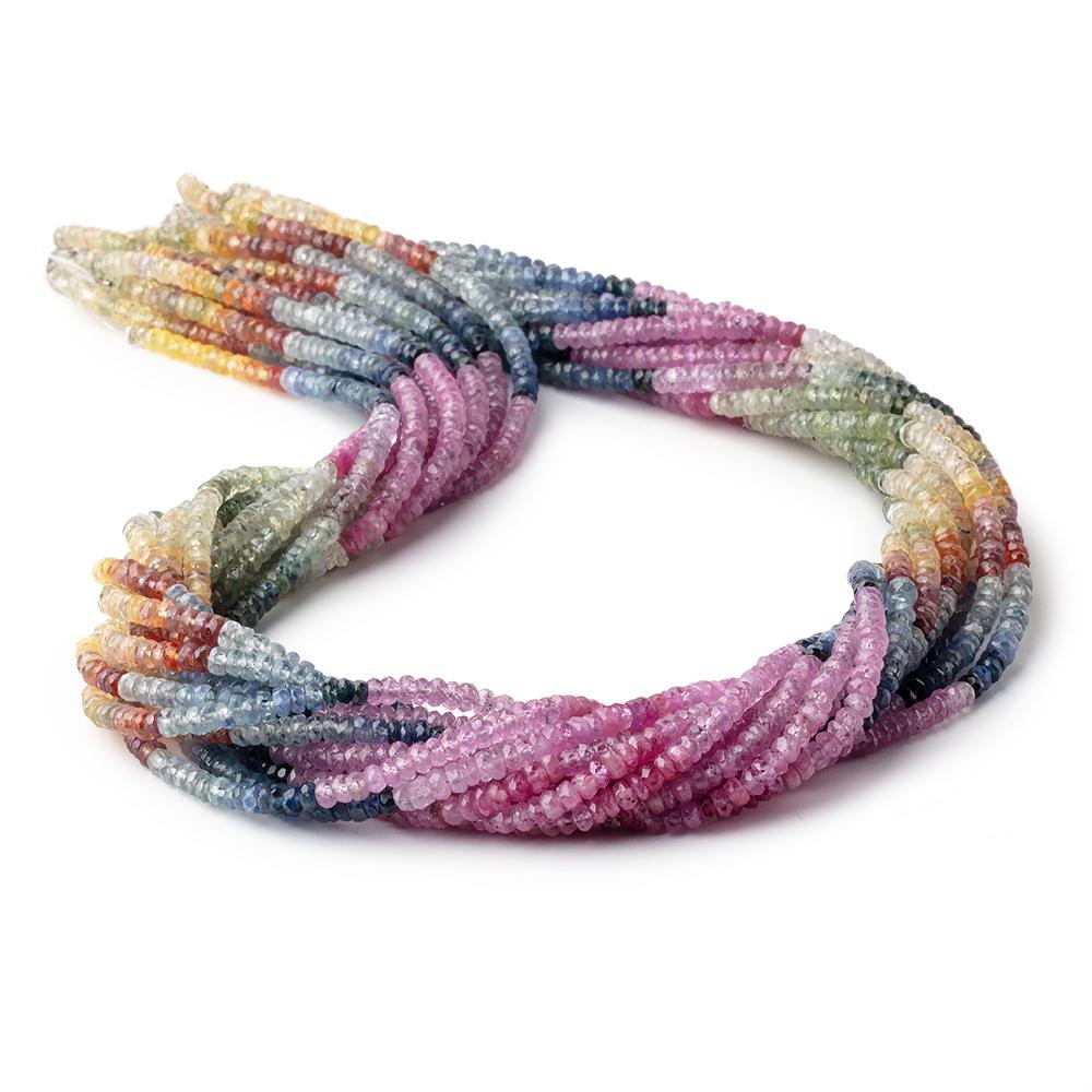 3.5mm Ruby & Fancy Sapphire faceted rondelle beads 18 inch 256 pieces A (ONLINE ORDER ONLY)