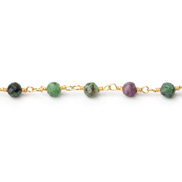 3.5mm Ruby in Zoisite Micro Faceted Rounds on Gold Plated Chain (ONLINE ORDER ONLY)
