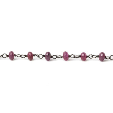 3.5mm Ruby plain rondelle Black Gold plated .925 Chain by the foot 45 pieces (ONLINE ORDER ONLY)