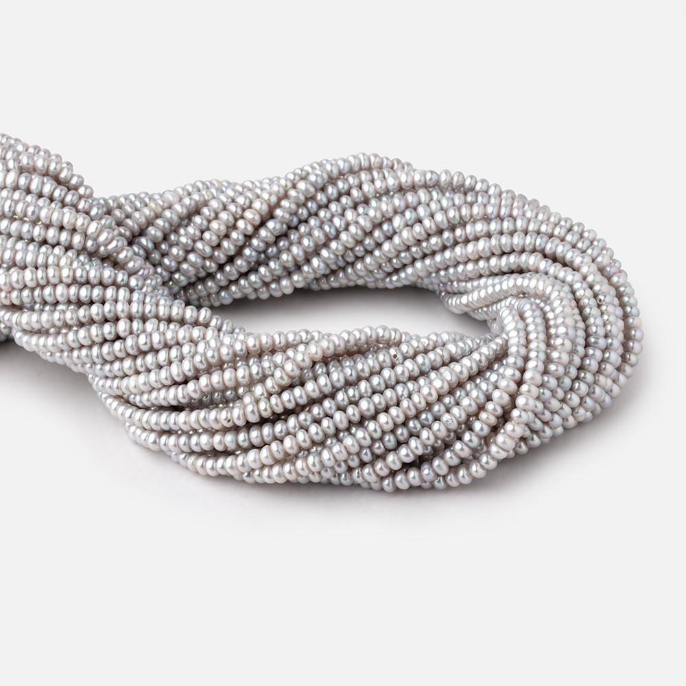 3.5mm Silver Center Drill Button Freshwater Pearls 15.5 inch 175 Beads (ONLINE ORDER ONLY)