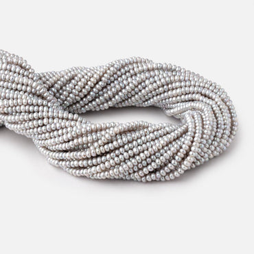 3.5mm Silver Center Drill Button Freshwater Pearls 15.5 inch 175 Beads (ONLINE ORDER ONLY)